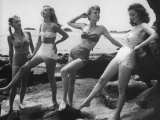 Models Wearing "California" Bathing Suits  with No Shoulder Straps and Minimum Diaper Style Pants