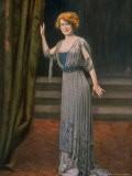 Model Wearing Blue Beaded Robe du Soir  or Evening Dress Designed by Paquin