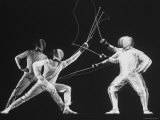 Multiple Exposure of New York University Fencing Champion Arthur Tauber Parrying with Sol Gorlin