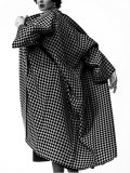 Model Dorian Leigh Wearing Harlequin Check Pattern in Tweed Coat by Trigere