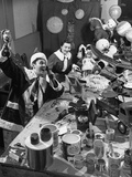 Santa and Mrs Claus Answering Telephone Calls in Their Workshop at F A O Schwartz