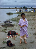 Tibetan Refugees on Beach at Misamari Camp