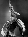 Model Wearing Checkered Dress Doing Flamenco Step