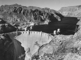 View of Boulder Dam  726 Ft High with Lake Mead  115 Miles Long  Stretching Out in the Background
