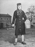 Women Going to Do the Milking  Carrying Milk Pails and Stool in Her Hand