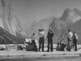 Tourists Looking at the Mountains in Yosemite Valley Park