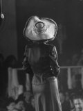 Woman Modeling a Hat During Millinery Fashion Show at the Hotel Pierre