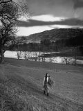 Scottish Farm Girl Walking Along a Trail Where Wordsworth Wrote Some of His Poetry