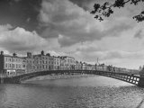 View of the Liffey River and the Metal Bridge in Dublin