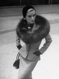 Model Wearing Tweed Suit  Fox Circle and Brooch