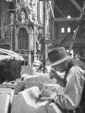 Repairman Working on Restoration of St Stephens Cathedral