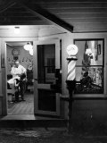Small Town Barber Grover Cleveland Kohl Working in His Shop at Night