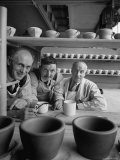 Three Oldest Employees at Wedgwood Ceramic Plant Posing For Photograph
