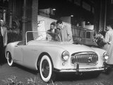 View of a Sleek White Convertible at the Paris Auto Show