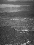 San Fernando Valley Seen from Point over Hollywood Building Atop Mountain is Don Lee TV Station