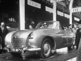 The British Triumph Roadster at the Paris Auto Show