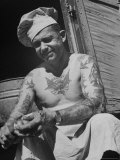 Miller Bros Circus Chef Sitting and Peeling Potato
