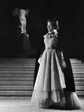 Model in Publicity Stunt Staged at the Louvre  Wearing Paris Fashions