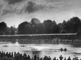 Rowers Competing in Rowing Event on Thames River