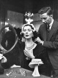 Salesman at Cartier's Showing a Diamond Necklace to Mrs Julien Chaqueneau of New York Society