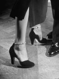 Woman Wearing Rhinestone Strap Dinner Shoes