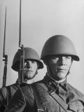 Portrait of Two Russian Infantrymen Marching in Formation