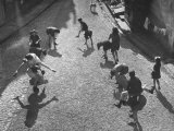 Spanish Refugee Children Playing in Street