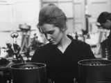 Woman Worker Operating an Automatic Size Sorting Machine
