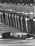 Member of Honor Guard Lying on the Ground After Fainting During Ceremonies For Queen Elizabeth
