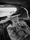 Senator Richard B Russell Sleeping in Car with Hat Pulled over His Eyes