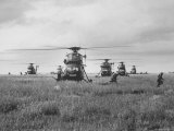 Marine Helicopters Landing with Troops Dashing Out During Training Exercise