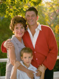 Portrait of California Governor Candidate Ronald Reagan  Wife Nancy and Son Ronnie at Home on Ranch
