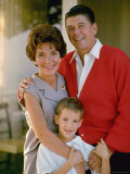 Portrait of California Governor Candidate Ronald Reagan  Wife Nancy and Son Ronnie at Home on Ranch