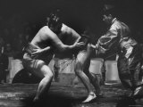 Sumo Wrestlers During Match