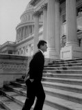 Senator Edward M Kennedy Walking Up Steps of Senate Wing