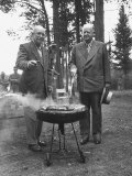 President Dwight D Eisenhower Cooking Steaks with Former President Herbert C Hoover