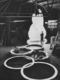 Preparations For the Olympics  Olympic Symbol Being Made in Neon