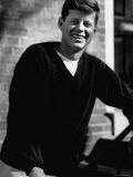 Senator John F Kennedy  Standing Outside in a Sweater