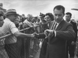 Vice President Richard M Nixon with His Wife Greeting People
