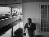 Senator Edward M Kennedy Sitting on a Porch Relaxing