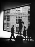 Viewing Abstract Art Through Unusually Shaped Window at Whitney Museum