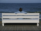 Morning Boardwalk Visitor in Quiet and Balanced Ocean Contemplation