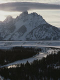 Grand Teton Mountain and the Snake River in Winter