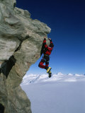 Mountain Climber Dangles from Rock on Pyramid Peak