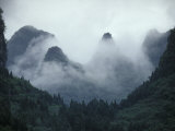 Karst Limestone Mountains Above the Li River  Guilin  Guangxi  China