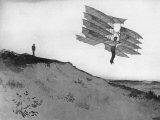 A Glider Rider Jumps off a Dune at the Chanute Gliding Camp on the Shores of Lake Michigan