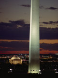 Twilight View of the Washington Monument and Jefferson Memorial