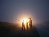 Three Men Walking Toward Their Car after a Day Spent Trout Fishing