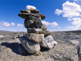 The Stacked Stones of a Cairn Marker in the Arizona Landscape