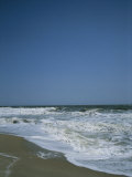 A Beach in Delaware with Rough Seas and Blue Skies